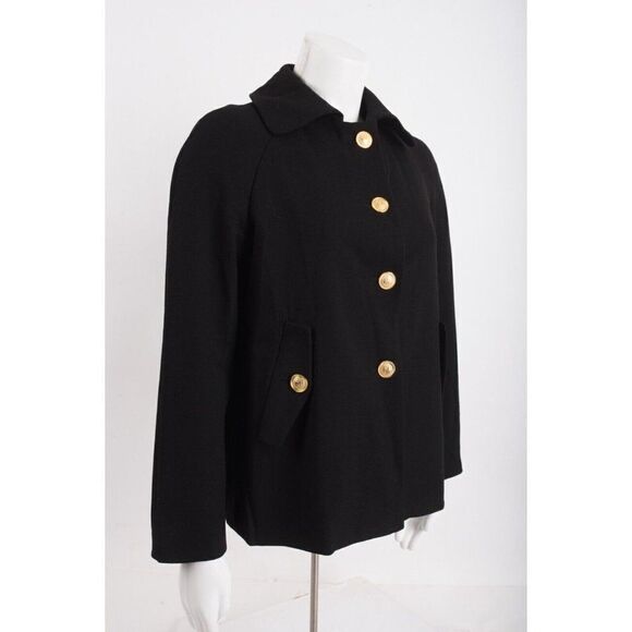Zara Basic Womens Black Jacket Coat XS Gold Buttons Peter Pan Collar NWOT - Picture 2 of 6